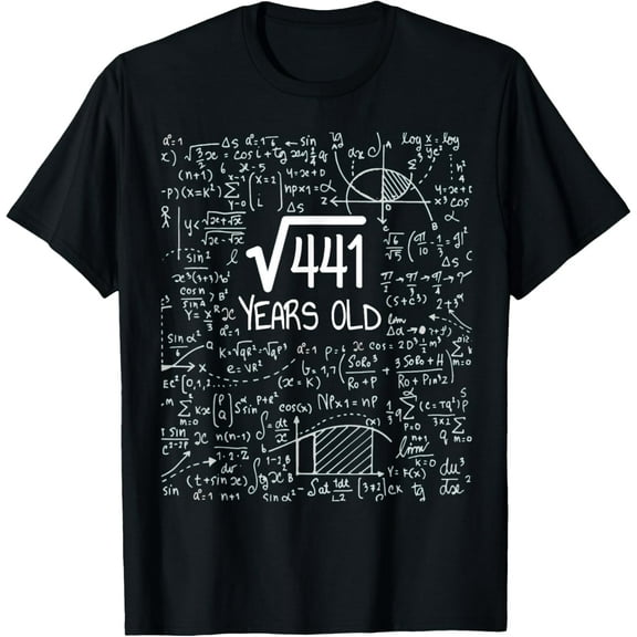 t-shirt 21st Birthday Design - Square Root of 441: 21 Years Old T-Shirt mens,black,women,funny,journey,Crew Neck, Short Sleeve,custom clothing patterns.gift