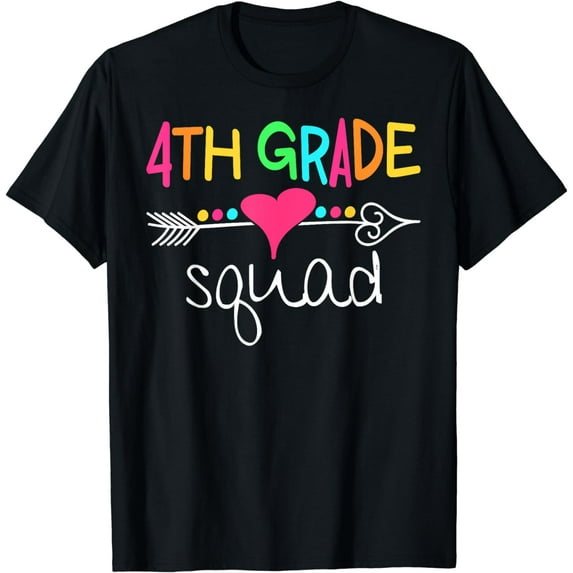 t-shirt 4th Grade Squad Fourth Teacher Student Team Back To School T-Shirt mens t shirt,black,women,funny,misfits,men,journey