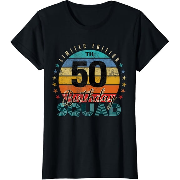 t-shirt 50 Year Old Birthday Squad Vintage 50th B-Day Group Friends T-Shirt mens,black,women,funny,journey,Crew Neck, Short Sleeve,printing