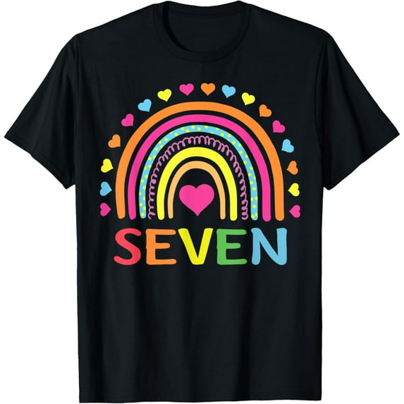 t-shirt 7 Years Old Rainbow 7th Birthday Gift For Girls Boys Kids T-Shirt.