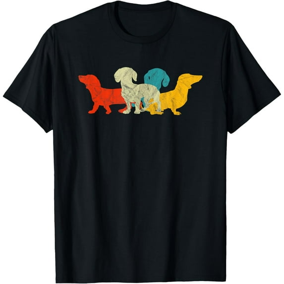 70s Retro Dachshund Gifts Wiener Dog Owner Matching Rescue T-Shirt