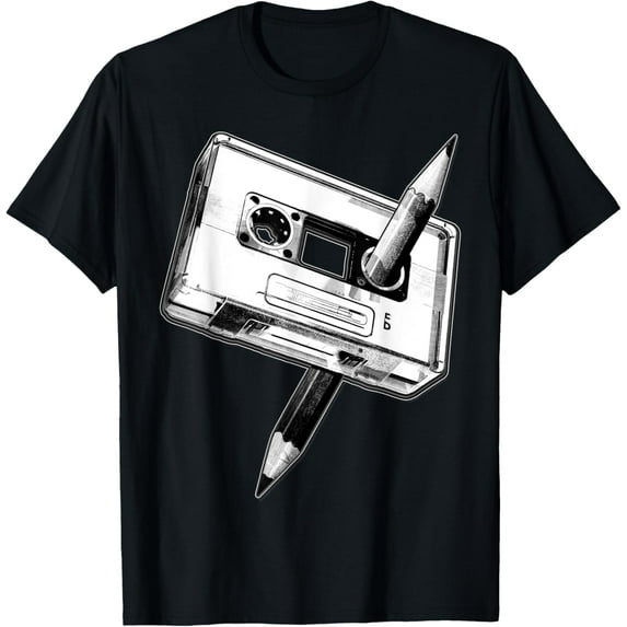 t-shirt 80s Cassette Tape Pencil 1980s Retro Vintage Music Mixtape T-Shirt mens，black，women，funny，journey，Crew Neck, Short Sleeve,printing