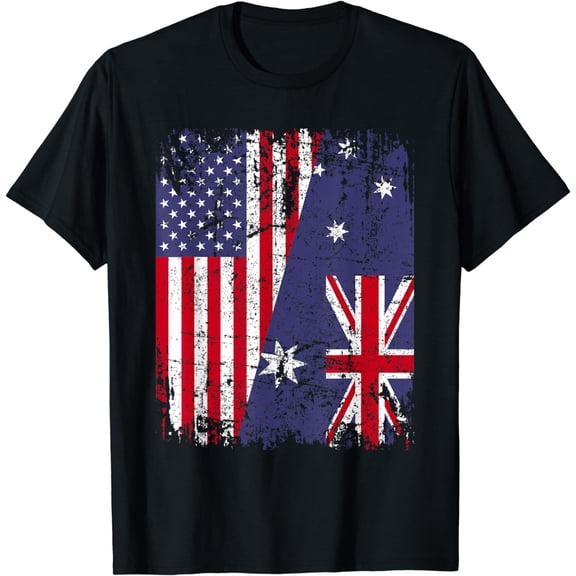 t-shirt AUSTRALIAN ROOTS | Half American Flag AUSTRALIA T-Shirt mens t shirt，black，women，funny，misfits，men，journey