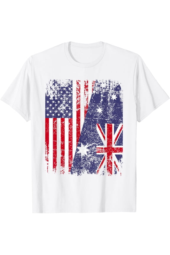 t-shirt AUSTRALIAN ROOTS | Half American Flag | AUSTRALIA T-Shirt mens t shirt，white，women，funny，misfits，men，journey