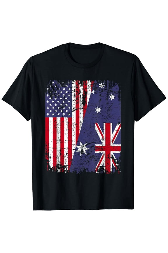 t-shirt AUSTRALIAN ROOTS | Half American Flag AUSTRALIA T-Shirt
