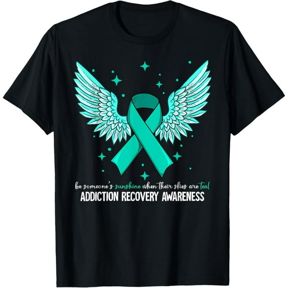 t-shirt Addiction Recovery Awareness T-Shirt mens,black,women,funny,journey,Crew Neck, Short Sleeve,custom clothing patterns.gift