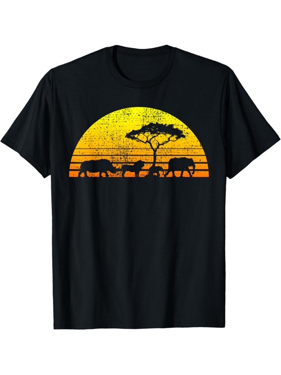 t-shirt Africa Elephant Lion Rhino Kenya Namibia Tanzania Vintage T-Shirt mens,black,women,funny,journey,Crew Neck, Short Sleeve,custom clothing patterns.gift