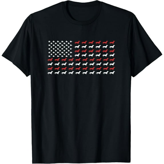 t-shirt American Flag Dachshund Patriotic Dachshund Doxie Lover T-Shirt mens,black,women,funny,journey,Crew Neck, Short Sleeve,printing