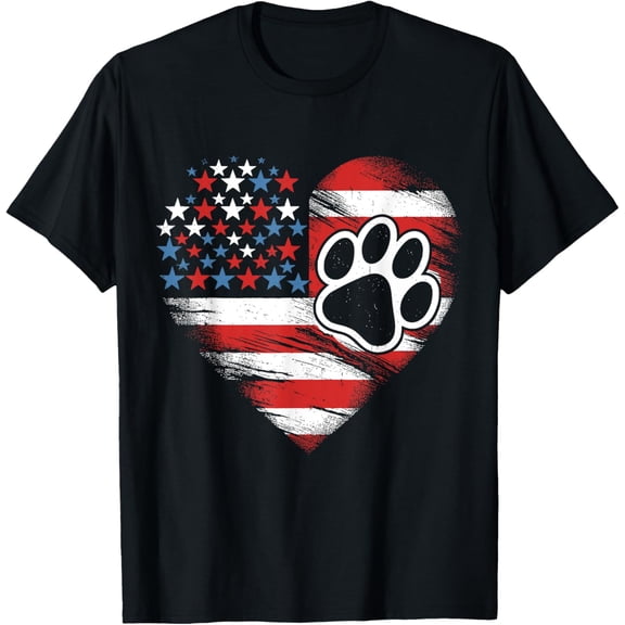 t-shirt American Flag Dog and Cat Paw Patriotic 4th Of July T-Shirt mens t shirt，black，women，funny，misfits，men，journey