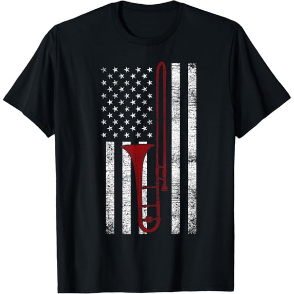t-shirt American Flag Musical Instrument USA Pride Trombone T-Shirt mens t shirt,black,women,funny,misfits,men,journey