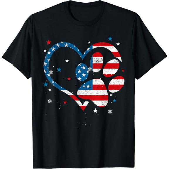 t-shirt American Flag Patriotic Dog & Cat Paw Print - 4th Of July T-Shirt mens t shirt,black,women,funny,misfits,men,journey