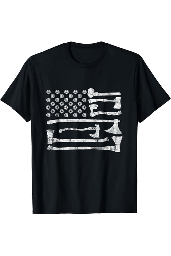 t-shirt American Flag Style Axe Throwing Design for Hatchet Lovers T-Shirt.