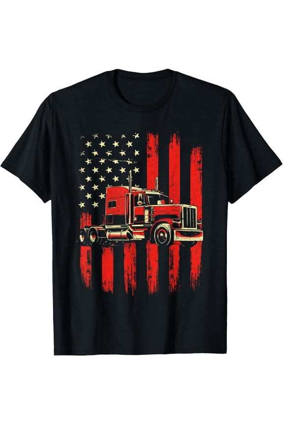 t-shirt American Trucker - Semi Truck Driver Trucking Big Rig T-Shirt.