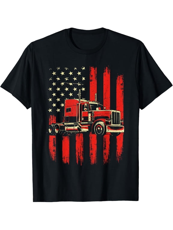 t-shirt American Trucker - Semi Truck Driver Trucking Big Rig T-Shirt.