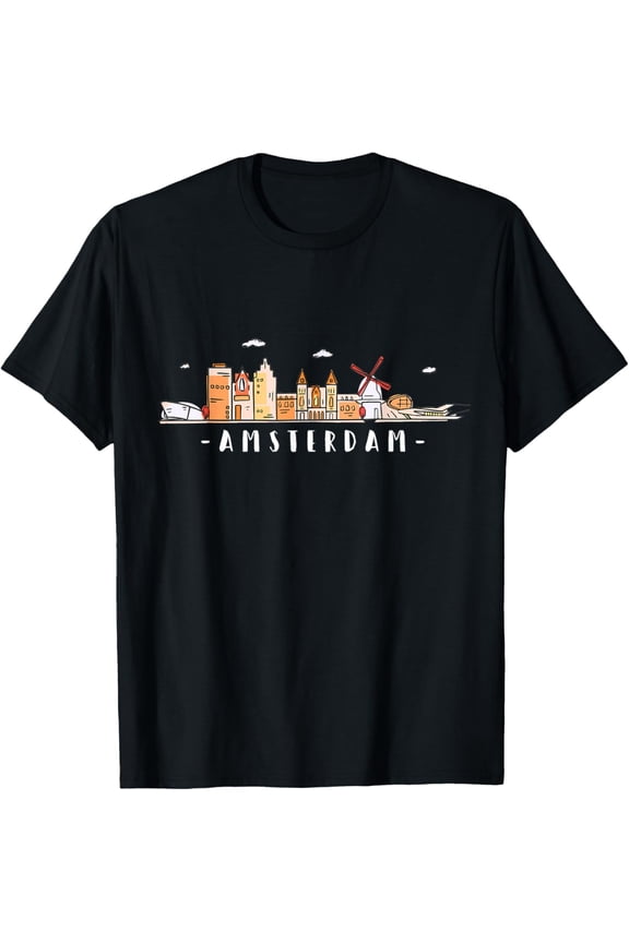Amsterdam Skyline Vintage Netherlands Holland Retro Souvenir T-Shirt