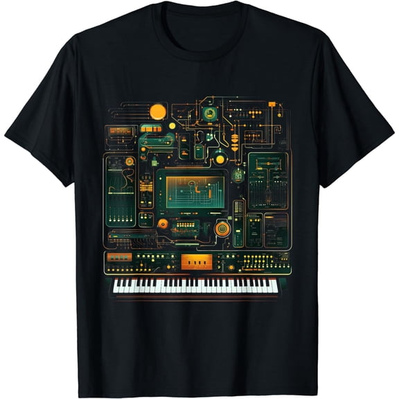 t-shirt Analogue synthesiser keyboard music modular life T-Shirt mens t shirt，black，women，funny，misfits，men，journey