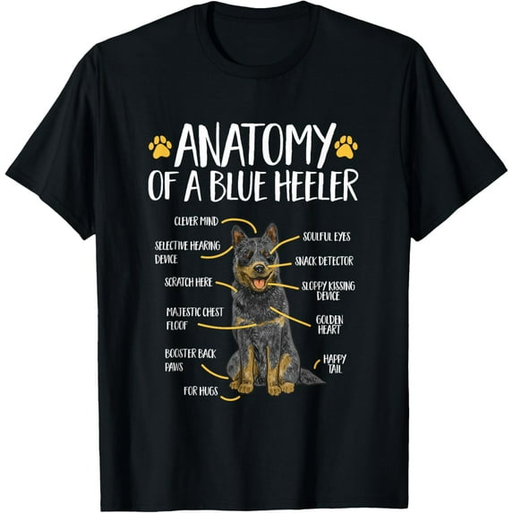 t-shirt Anatomy Of A Blue Heeler Australian Cattle Dog T-Shirt mens,black,women,funny,journey,Crew Neck, Short Sleeve,custom clothing patterns.gift