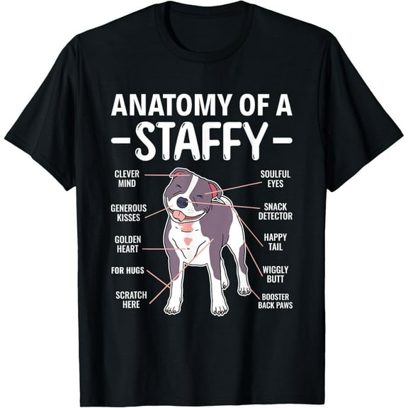 t-shirt Anatomy Of A Staffy Staffordshire Bull Terrier T-Shirt mens，black，women，funny，journey，Crew Neck, Short Sleeve,custom clothing patterns.gift