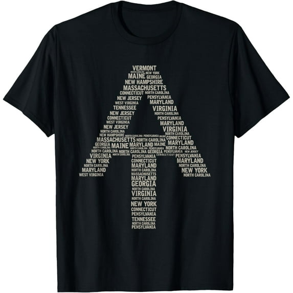 t-shirt Appalachian Trail Symbol Word Cloud With US Staates T-Shirt mens,black,women,funny,journey,Crew Neck, Short Sleeve,custom clothing patterns.gift