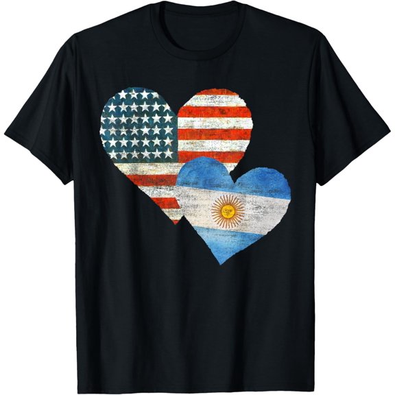 t-shirt Argentina Americans USA Flag Colors Heart Love Gift T-Shirt.