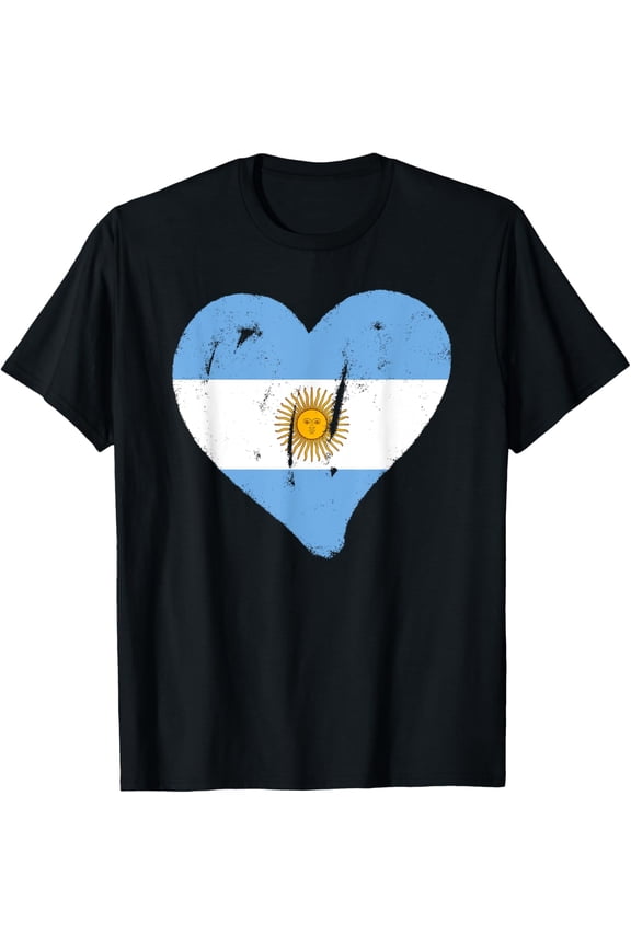 t-shirt Argentina Heart Flag Argentinian Men Women Kids Grunge T-Shirt.