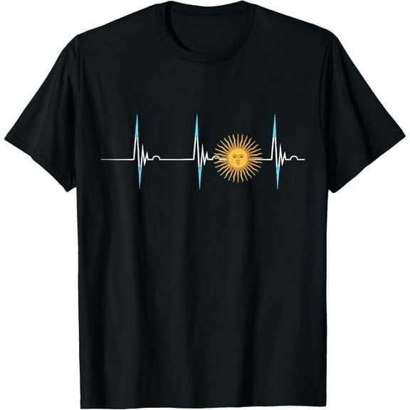 t-shirt Argentina Sun Of May Heartbeat EKG Pulse Argentinian Pride T-Shirt.
