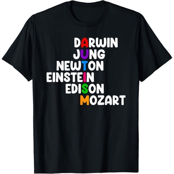 t-shirt Autism Shirt For Kids - Darwin Jung Newton Einstein Edison T-Shirt mens,black,women,funny,journey,Crew Neck, Short Sleeve,custom clothing patterns.gift