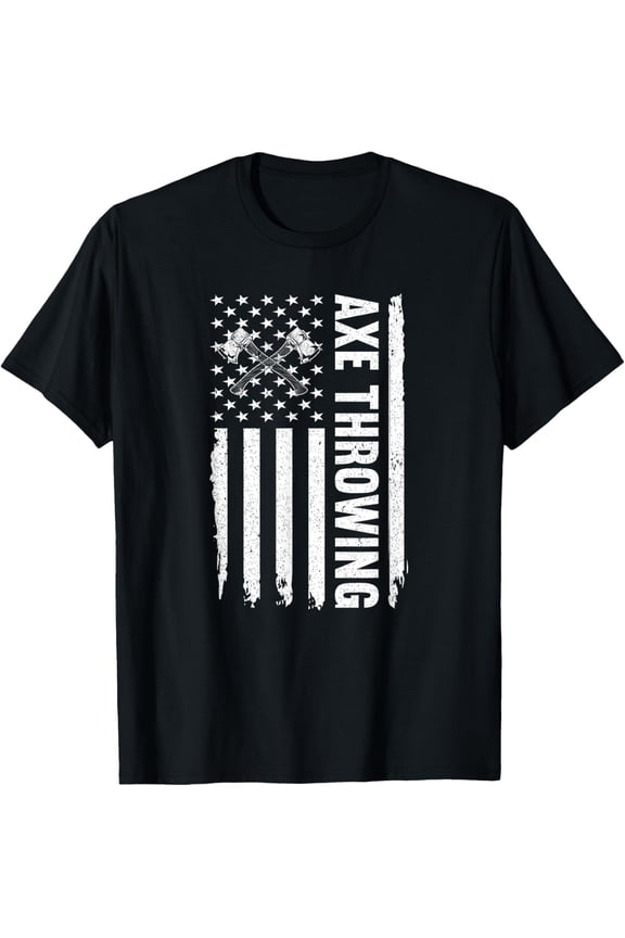 t-shirt Axe Throwing Hatchet American Flag Tree Camouflage Vintage T-Shirt.
