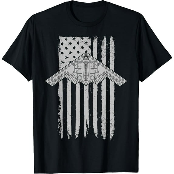 t-shirt B-2 Stealth Bomber Military Airplane American Flag B2 T-Shirt mens,black,women,funny,journey,Crew Neck, Short Sleeve,custom clothing patterns.