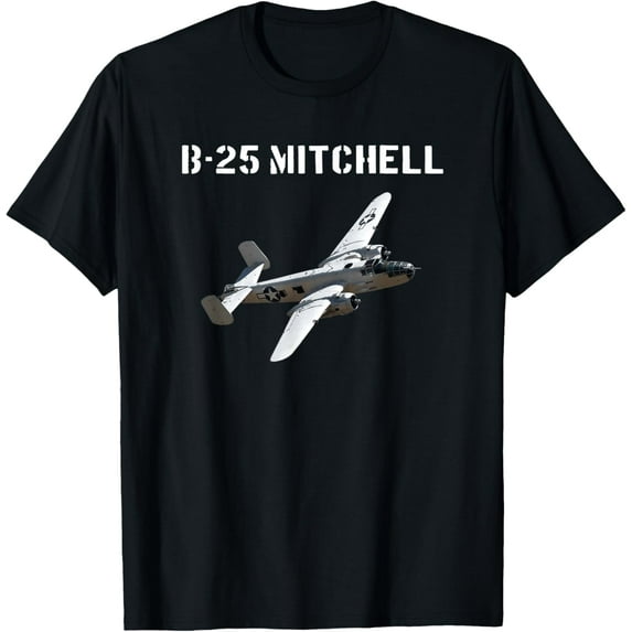 t-shirt B-25 Mitchell Bomber Plane WW2 Vintage Tshirt T-Shirt mens,black,women,funny,journey,Crew Neck, Short Sleeve,custom clothing patterns.
