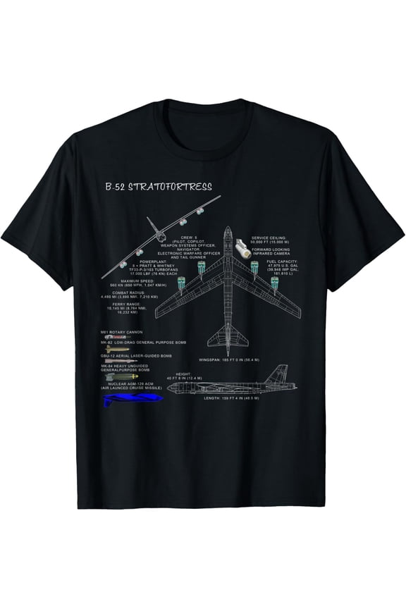 t-shirt B-52 Stratofortress Specs T-Shirt B-52 Bomber T-Shirt T-Shirt mens,black,women,funny,journey,Crew Neck, Short Sleeve,custom clothing patterns.