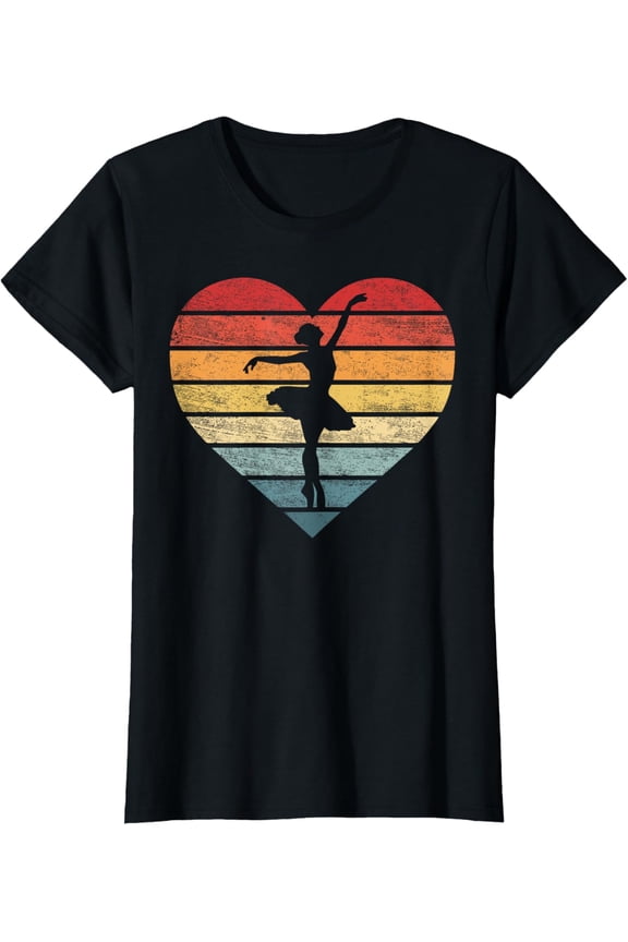t-shirt Ballerina Gifts Retro Vintage Sunset Ballet Dancer Dancing T-Shirt mens，black，women，funny，journey，Crew Neck, Short Sleeve,custom clothing patterns.gift