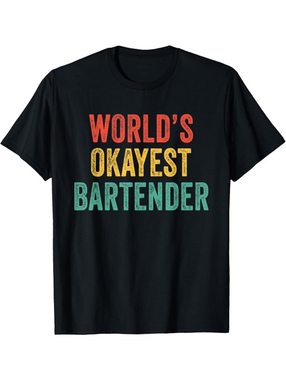 t-shirt Bar Waiter Waitress Vintage Retro T-Shirt mens,black,women,funny,journey,Crew Neck, Short Sleeve,printing
