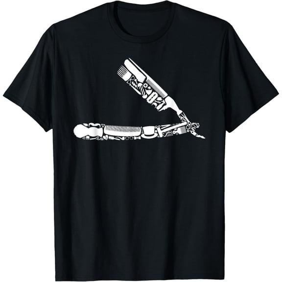 t-shirt Barber's Straight Edge Razor Icons - Barbershop Tools T-Shirt mens，black，women，funny，journey，Crew Neck, Short Sleeve,printing