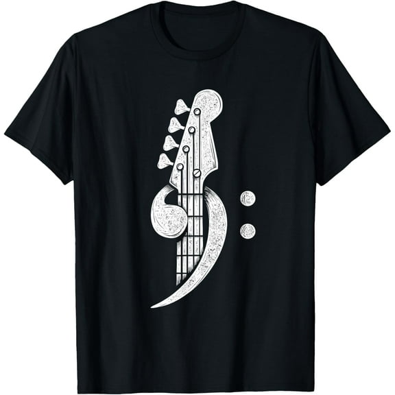 Bass Cleff - Headstock Bassist Bass Guitar Musician Music T-Shirt men and women can wear,black,white,creative gift