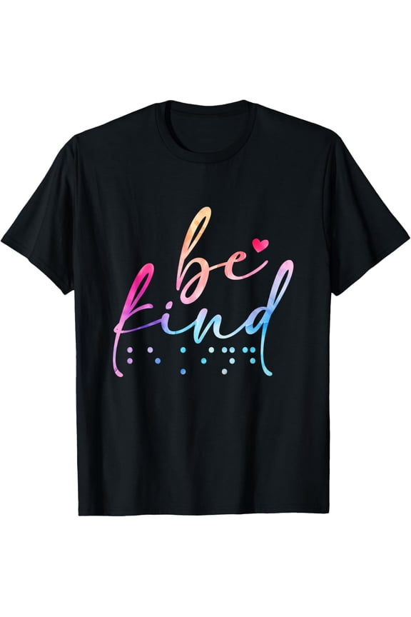 t-shirt Be Kind Blind Awareness Braille T-Shirt mens,black,women,funny,journey,Crew Neck, Short Sleeve,printing