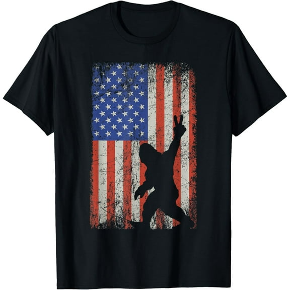 t-shirt Bigfoot Sasquatch Rock and Roll American Flag 4th of July T-Shirt mens t shirt，black，women，funny，misfits，men，journey