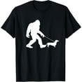 thumbnail image 1 of Bigfoot Walking Dachshund Shirt Funny Wiener Dog Gift T-ShirtMen and women, Black T-shirt, size: Extra large, 1 of 4