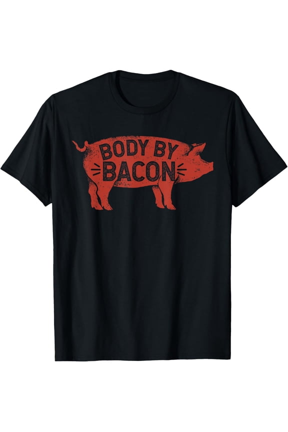 t-shirt Body by Bacon for Low Carb High Fat Ketogenic Diet T-Shirt mens,black,women,funny,journey,Crew Neck, Short Sleeve,custom clothing patterns.gift