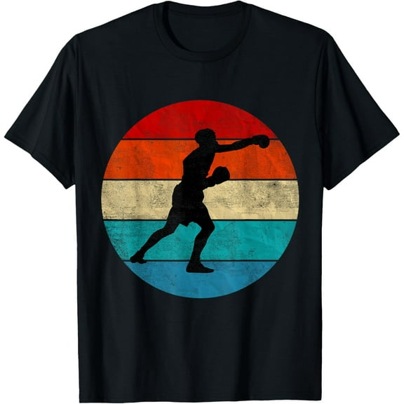 t-shirt Boxing Player Silhouette Vintage Retro Sunset Funny T-Shirt.