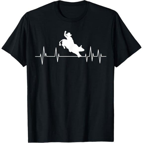t-shirt Bull Riding Heartbeat Cowboy Bull Rider Rodeo Sport T-Shirt mens，black，women，funny，journey，Crew Neck, Short Sleeve,custom clothing patterns.gift