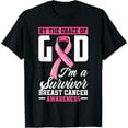 thumbnail image 1 of t-shirt By The Grace God I'm A Survivor Breast Cancer Survivor T-Shirt mens，black，women，funny，men，journey，Crew Neck, Short Sleeve,printing, 1 of 4
