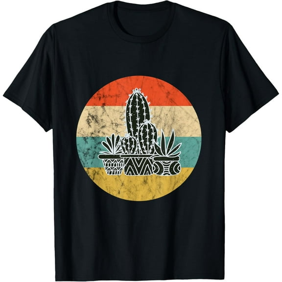 Cactus Plant Cactaceae Succulent Vintage Retro Sunset Cacti T-Shirt