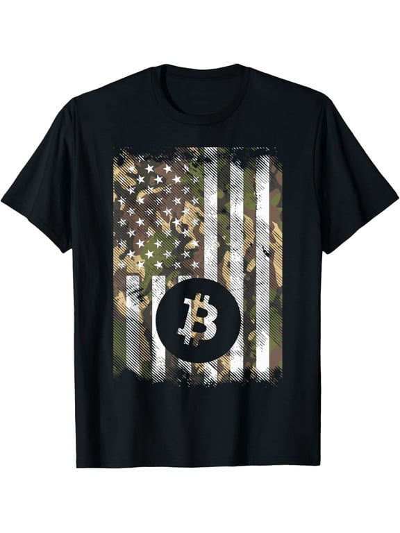 t-shirt Camo US Flag Bitcoin BTC Crypto Cryptocurrency Patriotic T-Shirt mens,black,women,funny,men,journey,Crew Neck, Short Sleeve,printing