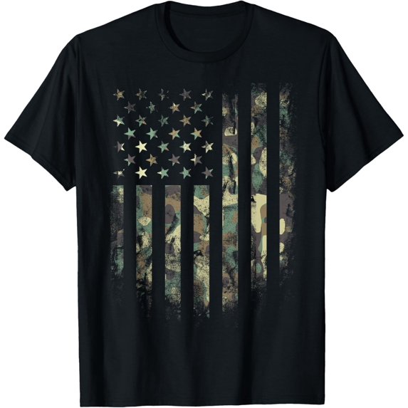 t-shirt Camouflage American Flag Camo Hunting T-Shirt mens,black,women,funny,journey,Crew Neck, Short Sleeve,printing