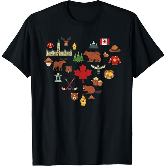 t-shirt Canadian Vintage Symbols Canada Flag Maple Leaf RCMP T-Shirt mens，black，women，funny，journey，Crew Neck, Short Sleeve,custom clothing patterns.gift