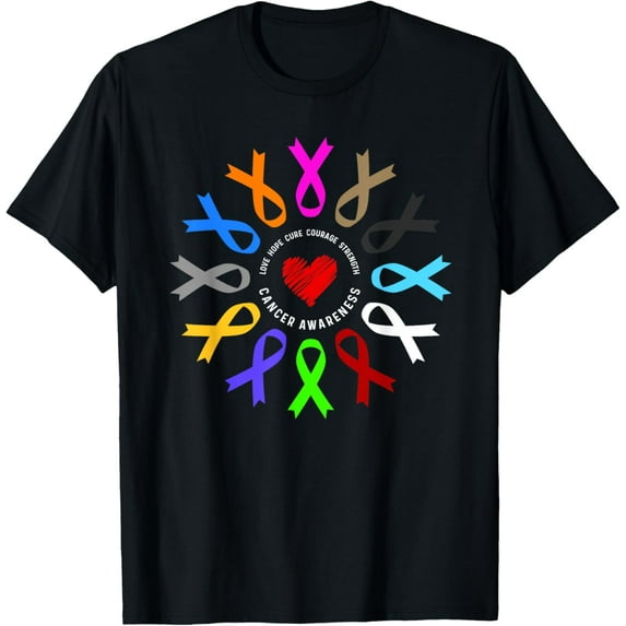 t-shirt Cancer Awareness - Fight Cancer Ribbon T-Shirt mens,black,women,funny,journey,Crew Neck, Short Sleeve,printing