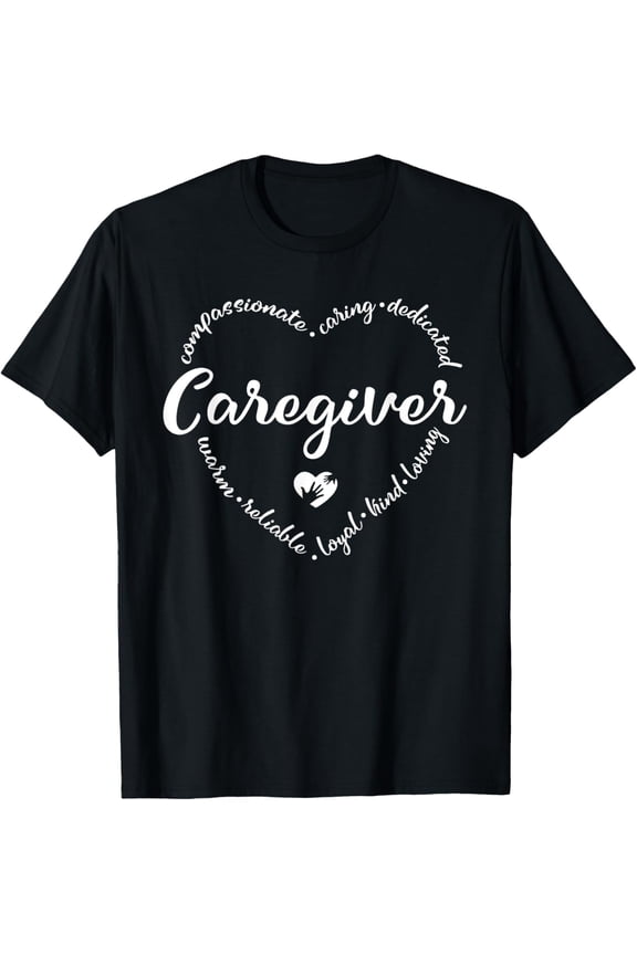 t-shirt Caregiver Heart Caretaker Care Giver Appreciation T-Shirt mens,black,women,funny,journey,Crew Neck, Short Sleeve,custom clothing patterns.gift