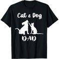 thumbnail image 1 of Cat and Dog Dad Shirt Pets Animals Lover Puppy for Men T-Shirt men and women can wear, black, white, gifts, 1 of 4