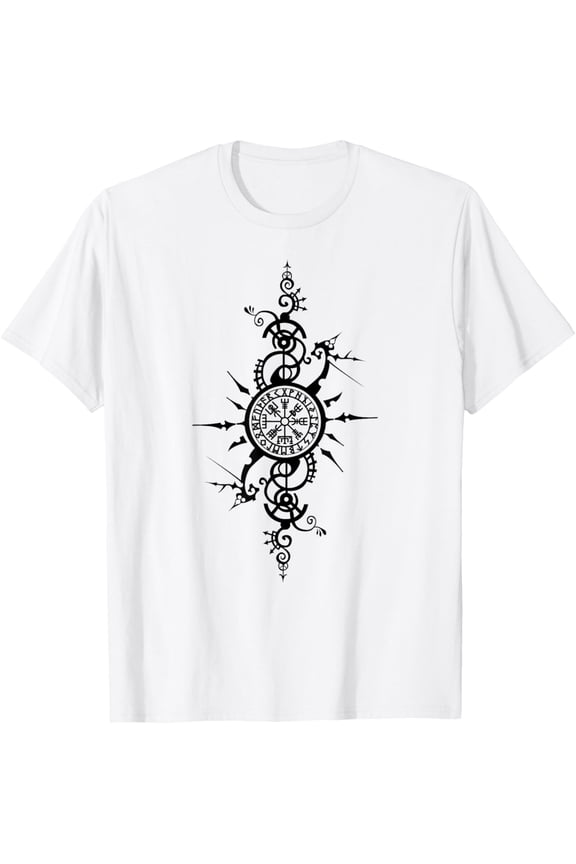 t-shirt Celtic Viking Compass Vegvisir Rune Nordic Symbol T-ShirtMen and women can wear white T-shirts, gifts. Age: M,,L,XL,2XL,3XL, 4XL